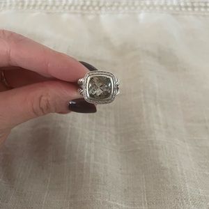 David Yurman Albion Ring in Sterling Silver with Prasiolite and Pavé Diamonds